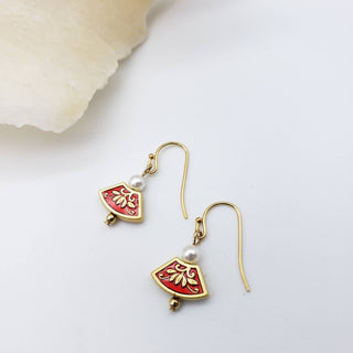 Golden Lotus Earring with Pearl