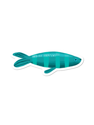 Oliver Jeffers 'Life at Sea' Turquoise Striped Fish Sticker