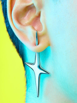 Pierced Star Single Earring, Silver