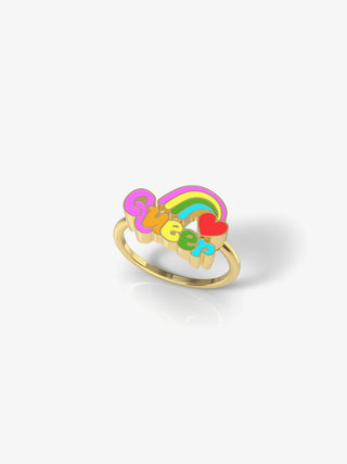 Queer Heart Adjustable Ring - 18k Gold Gilt LGBTQIA Jewelry