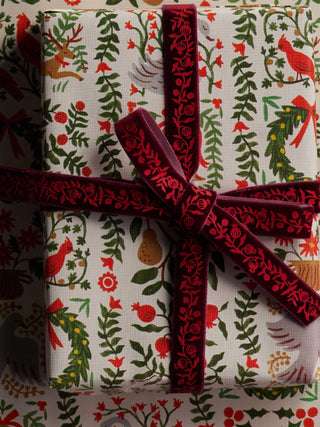 Christmastide Pomegranate Velvet Ribbon