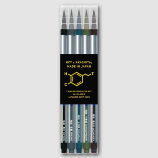 HCT x Akashiya ThinLINE Brush Pen Set 5Pc - Deep Hues