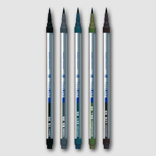 HCT x Akashiya ThinLINE Brush Pen Set 5Pc - Deep Hues