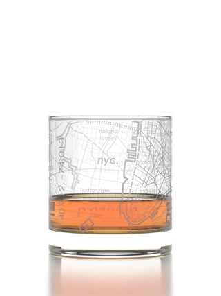 NYC Lower Manhattan Map Whiskey Glass