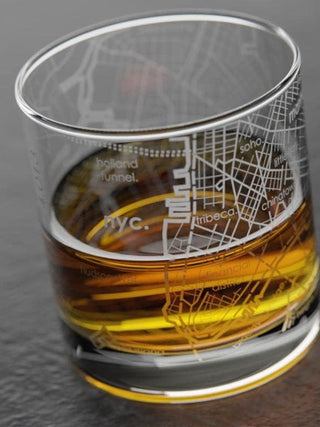 NYC Lower Manhattan Map Whiskey Glass